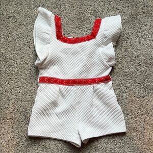 Janie and Jack White Romper with Red Trim